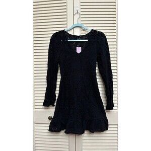 Wild Fable Women's Long Sleeve Brushed black Lace Skater Dress size SMALL